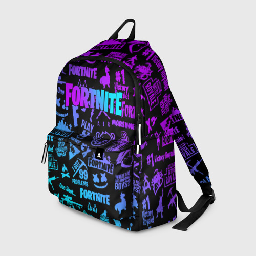 Рюкзак 3D с принтом Fortnite x Marshmello neon неон, вид спереди #2
