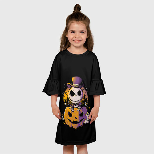 Детское платье 3D с принтом The Nightmare Before Christmas, вид сбоку #3