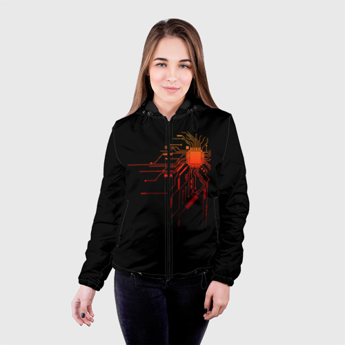 Женская куртка 3D с принтом Fire IC, фото на моделе #1