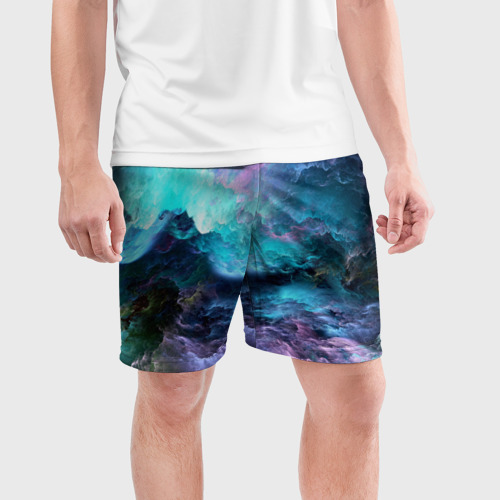 Мужские шорты спортивные с принтом Фрактальный космос, фото на моделе #1