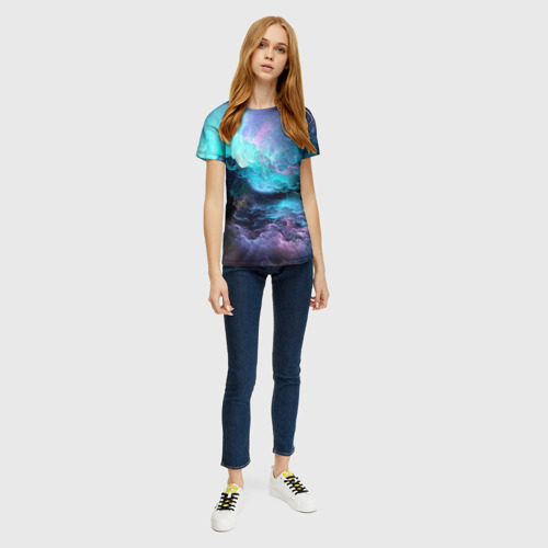 Женская футболка 3D с принтом Фрактальный космос, вид сбоку #3