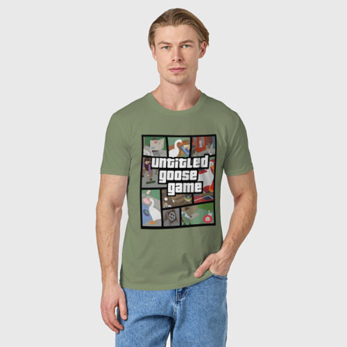 Мужская футболка хлопок с принтом Untitled goose + GTA, фото на моделе #1
