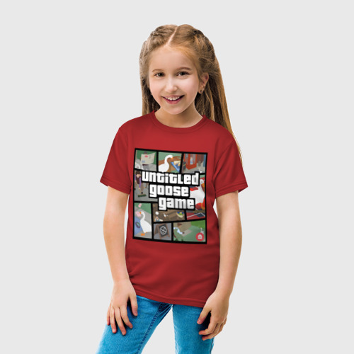Детская футболка хлопок с принтом Untitled goose + GTA, вид сбоку #3