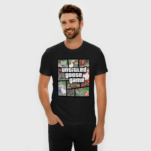 Мужская футболка хлопок Slim с принтом Untitled goose + GTA, фото на моделе #1