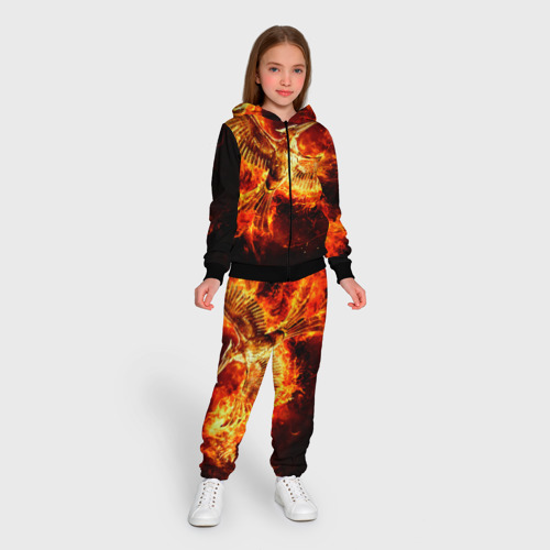 Детский 3D костюм с принтом Феникс в огне, вид сбоку #3