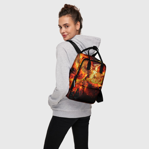 Женский рюкзак 3D с принтом Феникс в огне, вид сбоку #3
