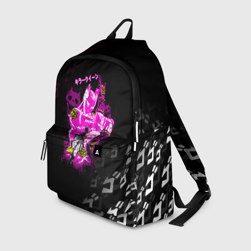 Рюкзак 3D с принтом Killer Queen розовый на черной полосе, вид спереди #2
