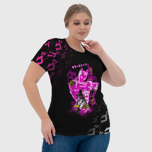 Женская футболка 3D с принтом KILLER QUEEN розовый на черной полосе, фото #4