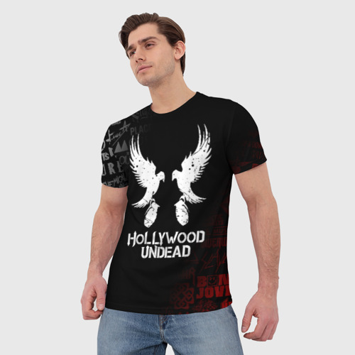 Мужская футболка 3D с принтом HOLLYWOOD UNDEAD, фото на моделе #1