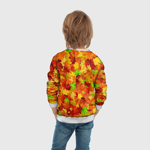 Детский свитшот 3D с принтом Кленовые листья, вид сзади #2
