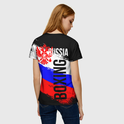 Женская 3D футболка с принтом Boxing Russia Team, вид сзади #2