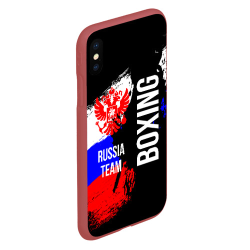 Чехол для iPhone XS Max матовый с принтом Boxing Russia Team, вид сбоку #3