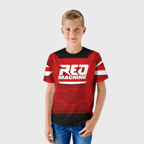 Детская футболка 3D с принтом Red Machine, фото на моделе #1