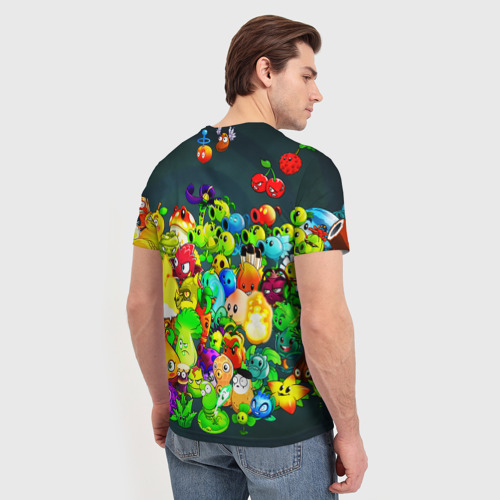 Мужская футболка 3D с принтом Plants vs Zombies, вид сзади #2