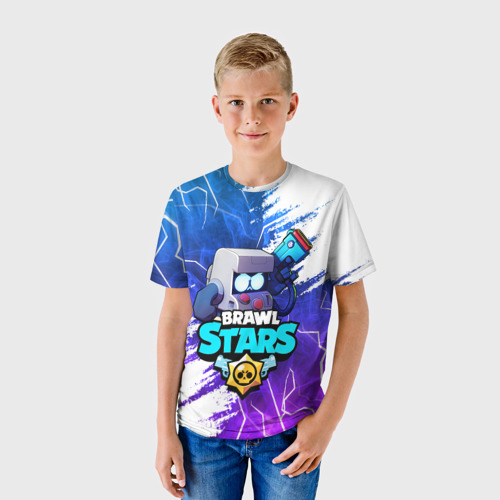 Детская 3D футболка с принтом BRAWL STARS 8-BIT, фото на моделе #1