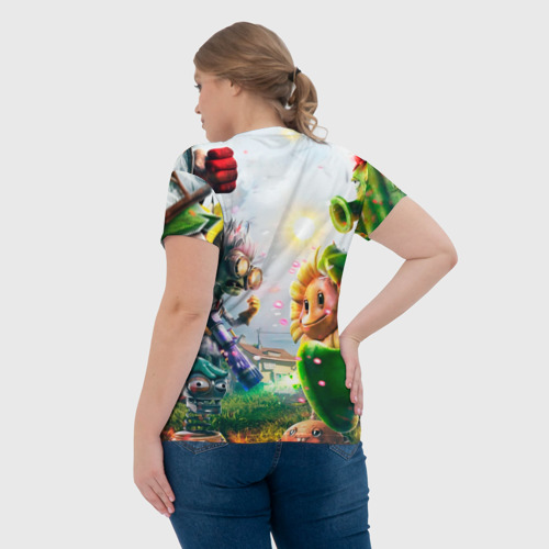 Женская футболка 3D с принтом Plants vs Zombies, вид сзади #2