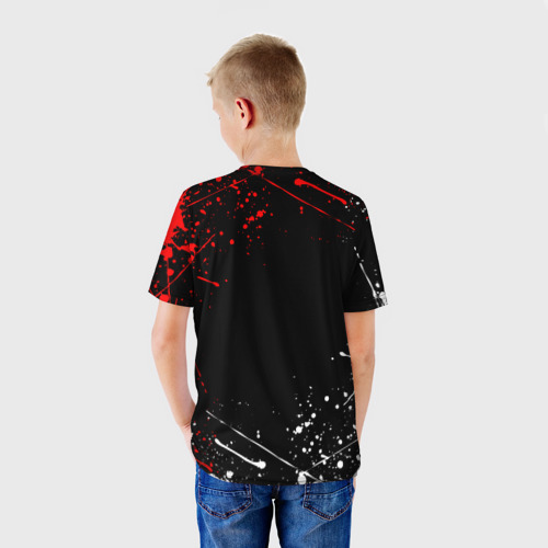 Детская футболка 3D с принтом CYBERPUNK 2077 SAMURAI | САМУРАЙ, вид сзади #2