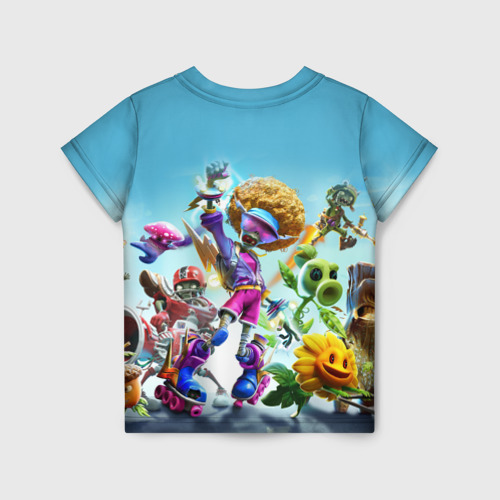 Детская футболка 3D с принтом PLANTS VS ZOMBIES, вид сзади #1