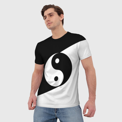 Мужская футболка 3D с принтом Инь - янь #1, фото на моделе #1
