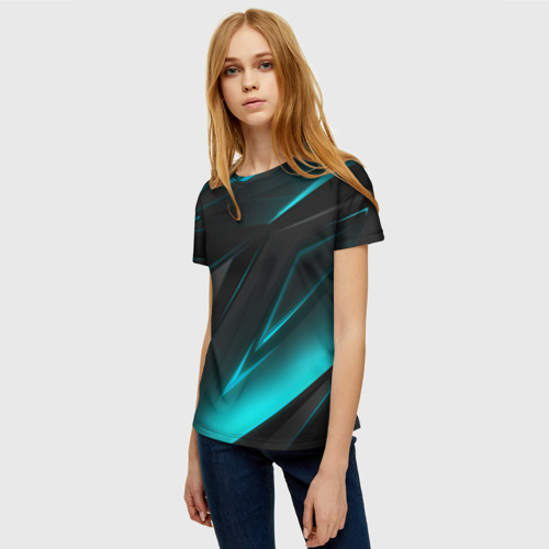 Женская футболка 3D с принтом GEOMETRY STRIPES NEON, фото на моделе #1