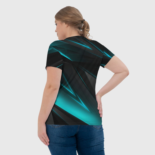 Женская футболка 3D с принтом GEOMETRY STRIPES NEON, вид сзади #2