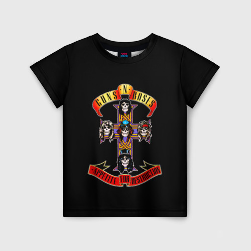 Детская футболка 3D с принтом Guns n roses, вид спереди #2