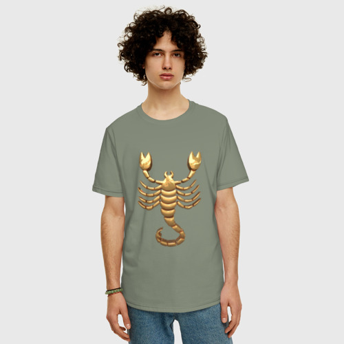 Мужская футболка хлопок Oversize с принтом Скорпион, фото на моделе #1