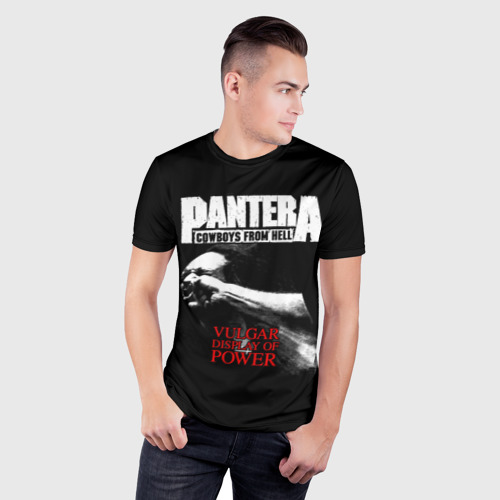 Мужская футболка 3D Slim с принтом Pantera, фото на моделе #1