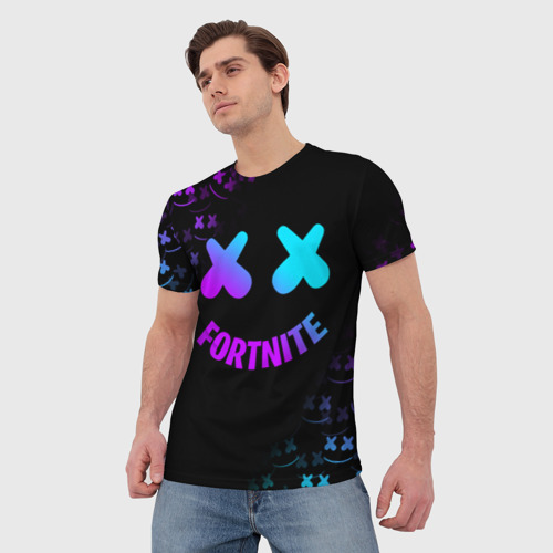Мужская футболка 3D с принтом FORTNITE x MARSHMELLO, фото на моделе #1