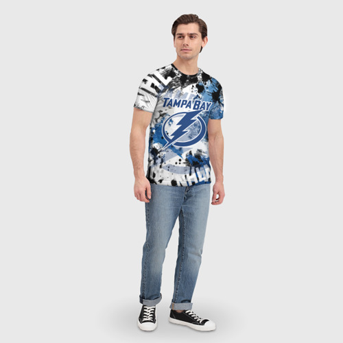 Мужская 3D футболка с принтом Тампа-Бэй Лайтнинг, вид сбоку #3