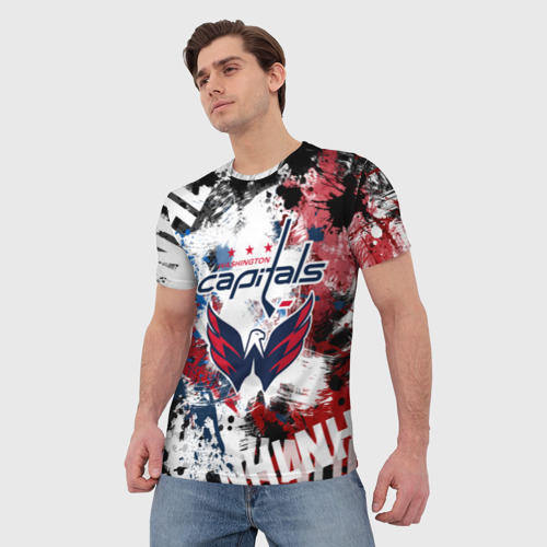 Мужская 3D футболка с принтом Вашингтон Кэпиталз, фото на моделе #1