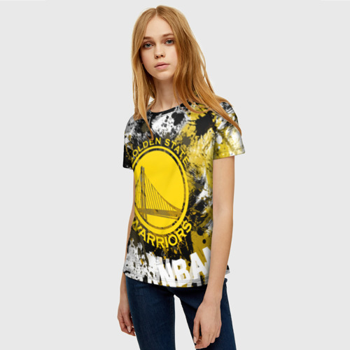 Женская футболка 3D с принтом Голден Стэйт Уорриорз, фото на моделе #1