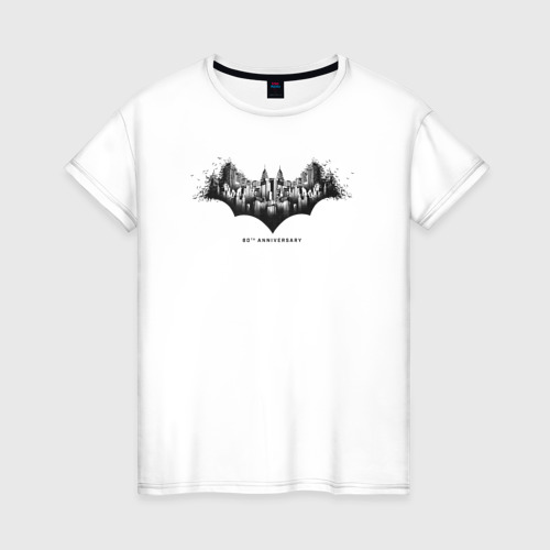 Женская футболка с принтом Batman 80th Anniversary, вид спереди #2