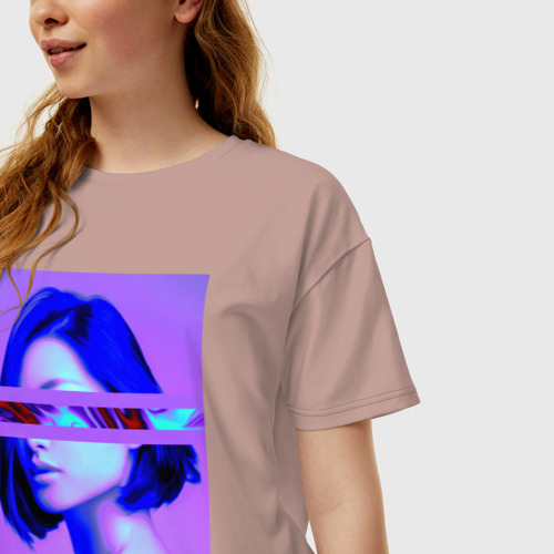 Женская футболка хлопок Oversize с принтом Blurred visions, фото на моделе #1