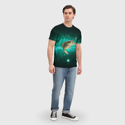Мужская футболка 3D с принтом Рыбалка на карпа, вид сбоку #3