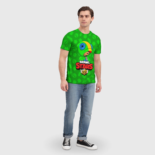 Мужская футболка 3D с принтом BRAWL STARS LEON, вид сбоку #3