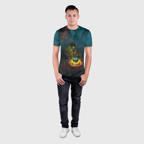 Мужская футболка 3D Slim с принтом Сэр Троглодит - Болото, текст, вид сбоку #3