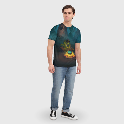 Мужская футболка 3D с принтом Сэр Троглодит - Болото, англ, вид сбоку #3