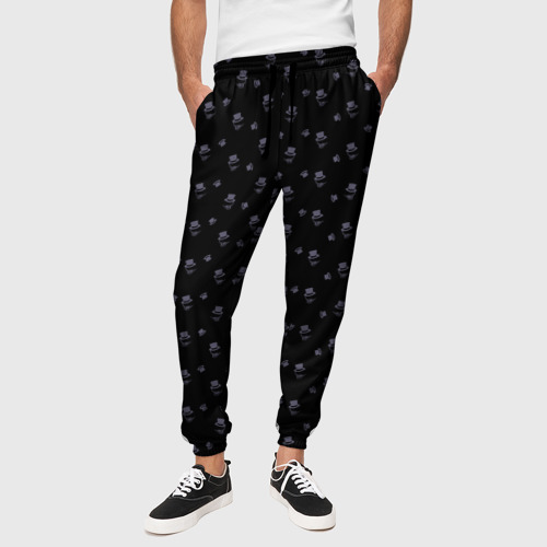 Мужские брюки 3D с принтом Сэр Троглодит - Паттерн, черны, вид сбоку #3