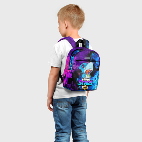 Детский рюкзак 3D с принтом BRAWL STARS LEON SHARK | ЛЕОН, фото на моделе #1