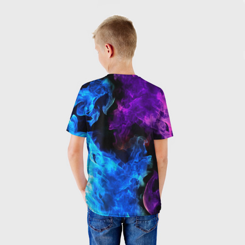 Детская 3D футболка с принтом BRAWL STARS LEON SHARK | ЛЕОН, вид сзади #2
