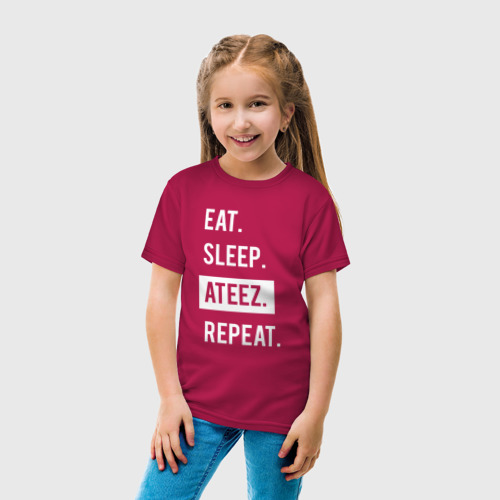 Детская футболка хлопок с принтом Есть спать ateez повторить, вид сбоку #3