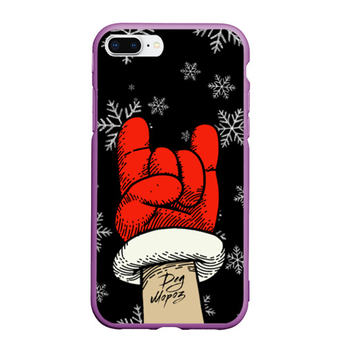 Чехол для iPhone 7Plus/8 Plus матовый с принтом Рок Дед Мороз, вид спереди #2