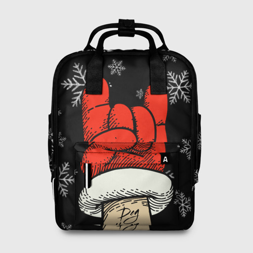 Женский рюкзак 3D с принтом Рок Дед Мороз, вид спереди #2