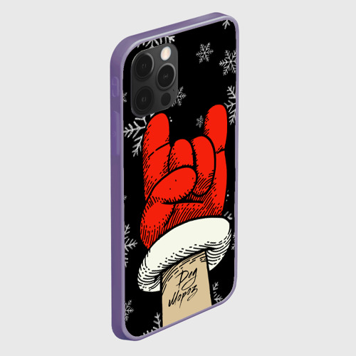 Чехол для iPhone 12 Pro Max с принтом Рок Дед Мороз, вид сбоку #3