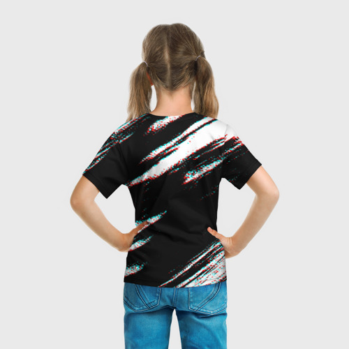 Детская футболка 3D с принтом Samurai | Glitch, вид сзади #2