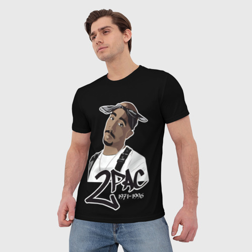 Мужская футболка 3D с принтом 2pac, фото на моделе #1