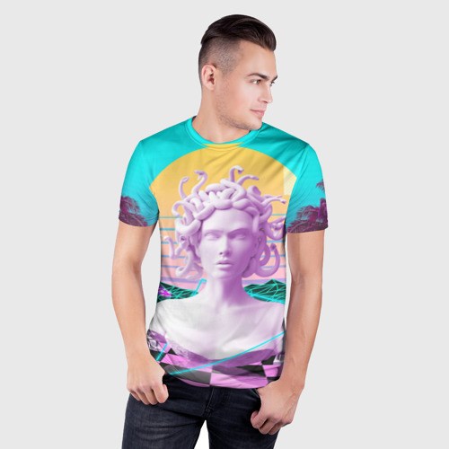 Мужская футболка 3D Slim с принтом Медуза Горгона, фото на моделе #1