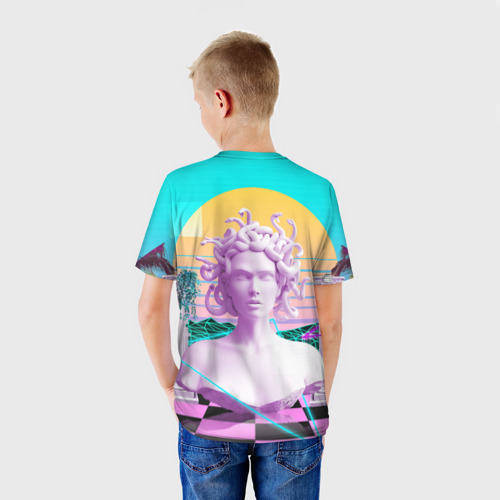 Детская футболка 3D с принтом Медуза Горгона, вид сзади #2