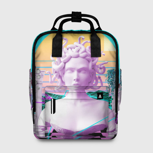 Женский рюкзак 3D с принтом Медуза Горгона, вид спереди #2